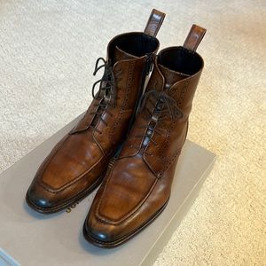 Johnston & Murphy CORMAC Moc Toe Boot Mahogany Italian Calfskin, 8M (Euro 41)